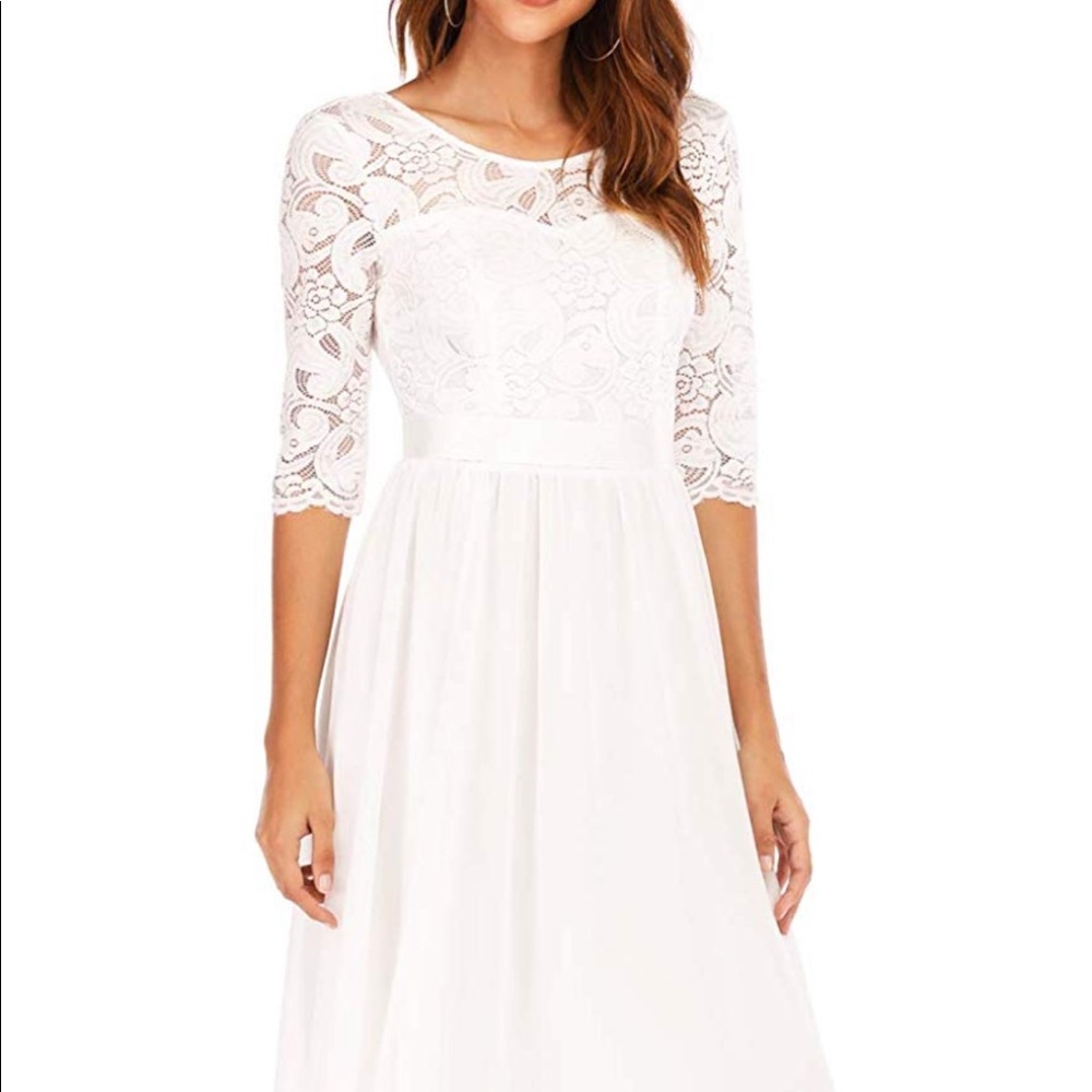 White lace maxi dress